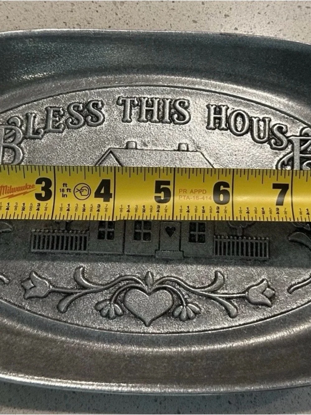 Bless This House Decorative Metal Tray - Pewter Tone